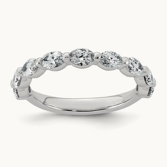 Oval Shape Stones Wedding Band, 1.25-1.75 ct tw Lab-Grown Diamond — 1 1/5 ct, 14K White Gold