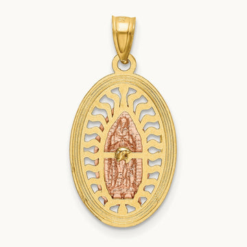 w/White Rhodium D/C Lady of Guadalupe Charm, 14K Two-tone
