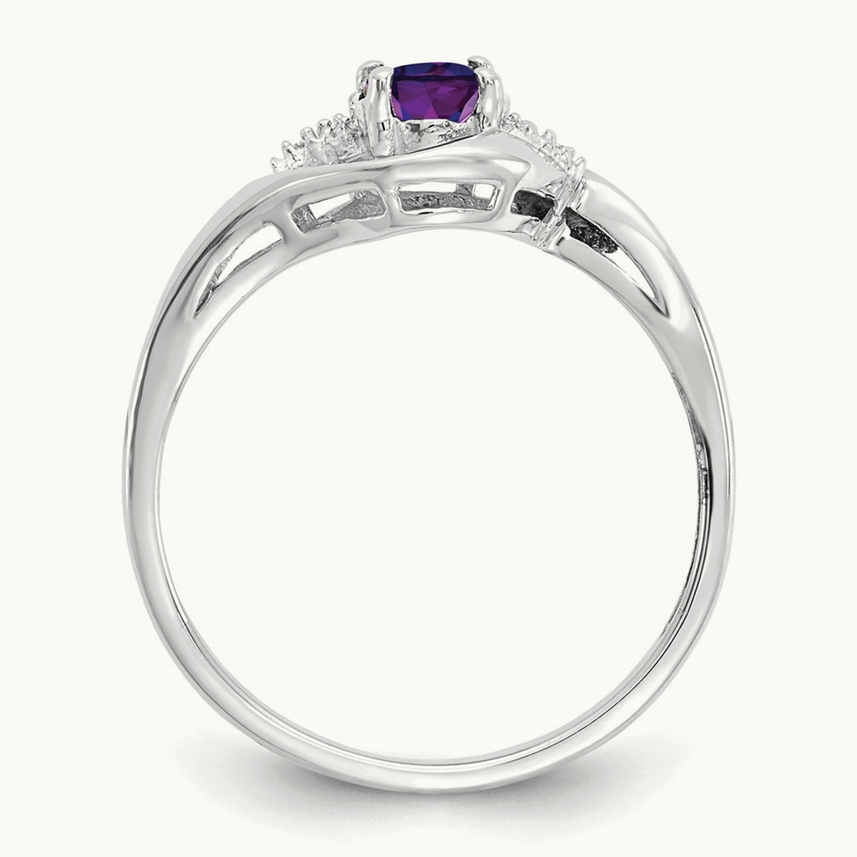 Amethyst and Diamond Ring, 14K White Gold