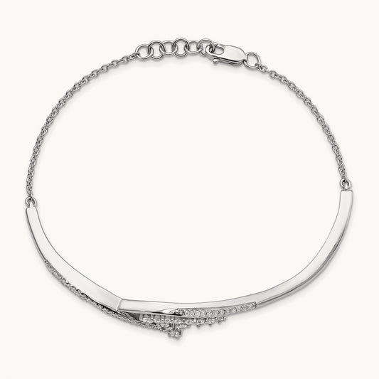 Polished Fancy Florina Diamond 7 inch Bracelet, 14K White Gold