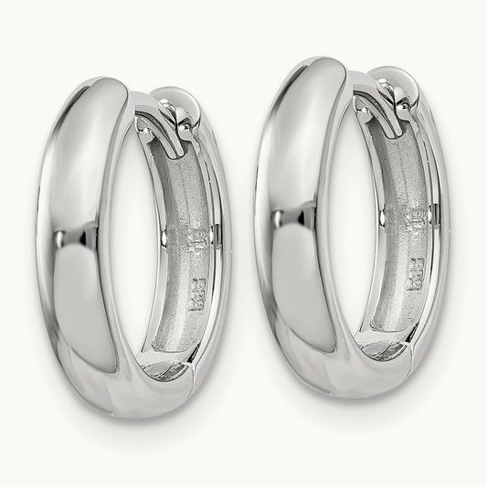 Round Hinged Hoop Earrings, 14K White Gold