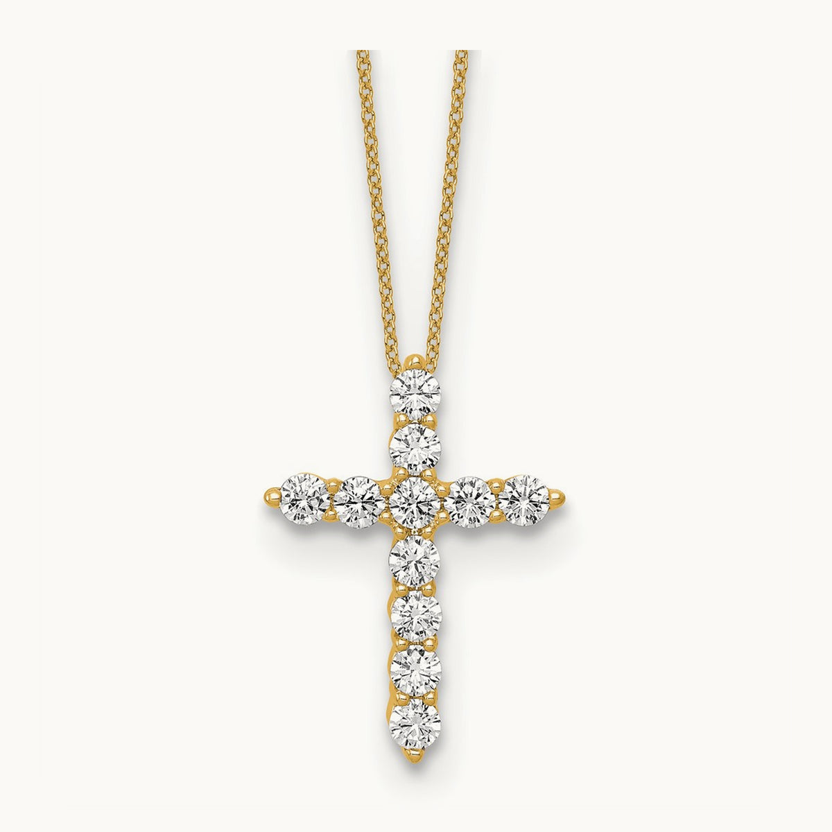 Cross Chain Slide Pendant, 0.75 ct tw Lab-Grown Diamond — 10K Yellow Gold, 18 in