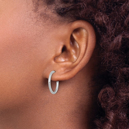 2.0 x Polished Post Hoop Earrings — 14K White Gold
