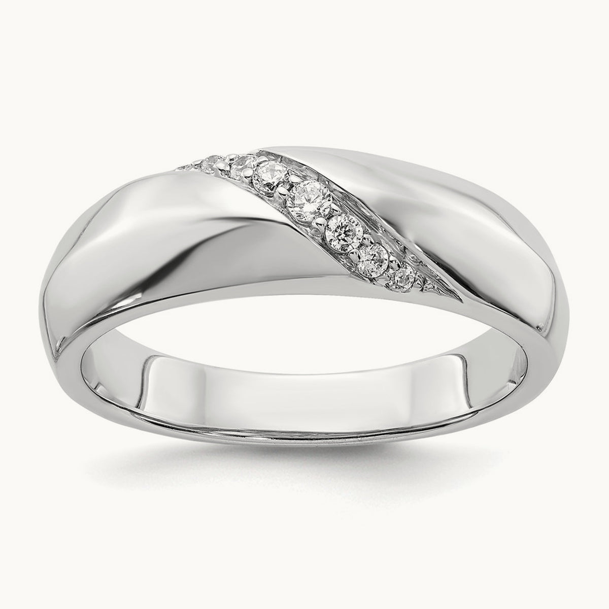 Diamond Mens Ring, 14K White Gold