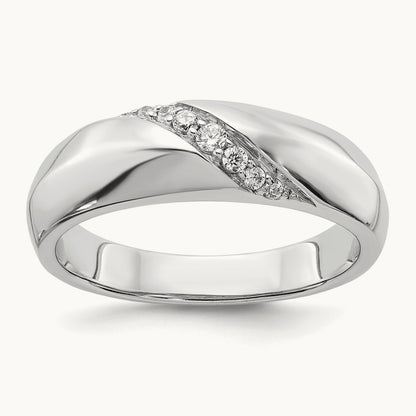 Diamond Mens Ring, 14K White Gold