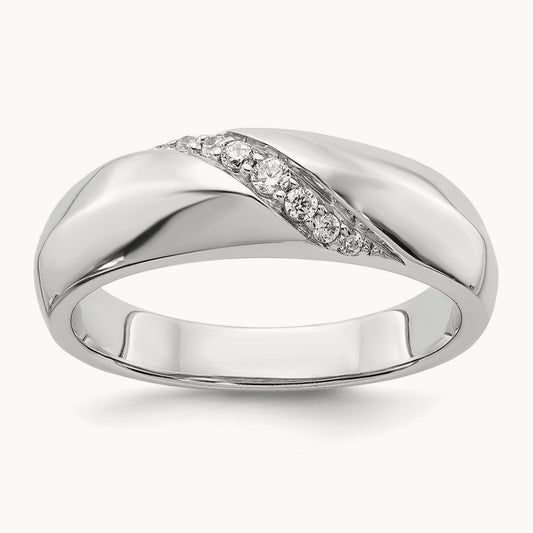 Diamond Mens Ring, 14K White Gold