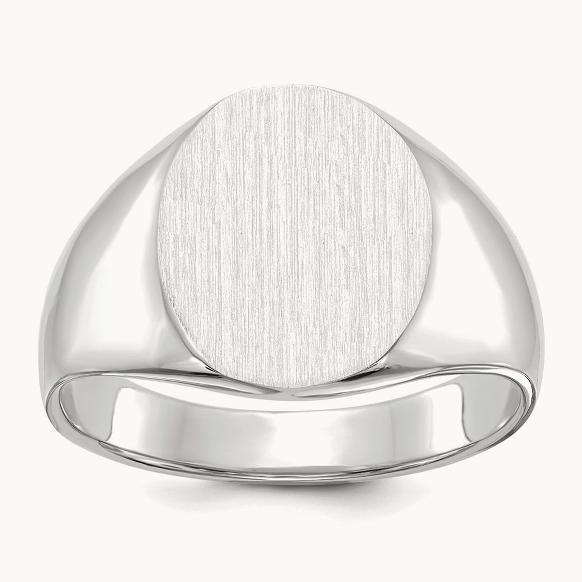 13.0x15. Open Back Signet Ring, 5mm, 14K White Gold