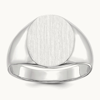 13.0x15. Open Back Signet Ring, 5mm, 14K White Gold
