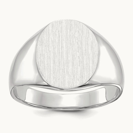 13.0x15. Open Back Signet Ring, 5mm, 14K White Gold