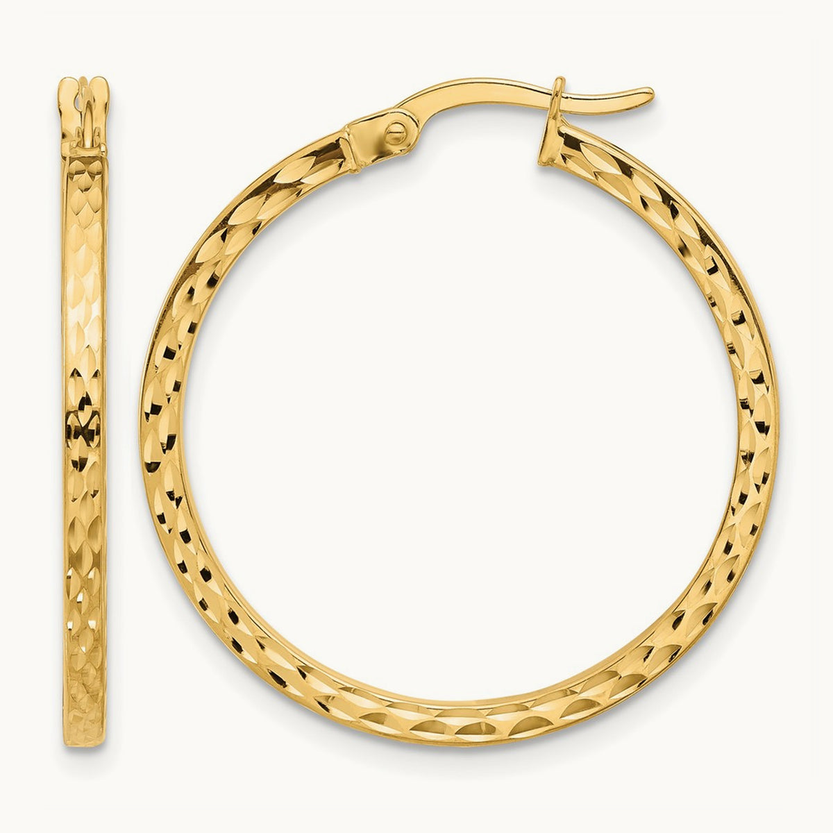 Diamond-cut Hoop Earrings — 28mm