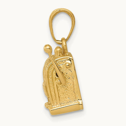 3-D Moveable Slot Machine Pendant, 14K