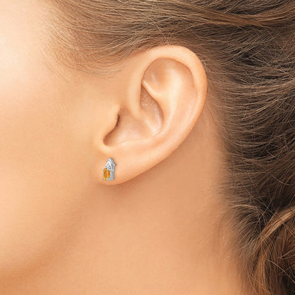 Citrine and Diamond Post Earrings — photo set