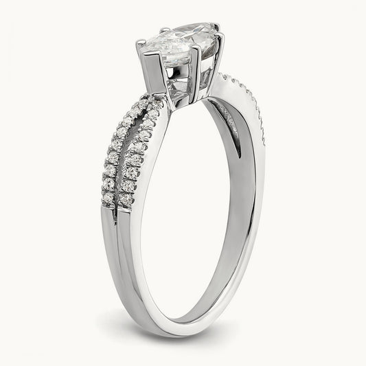 East West 3/4ct Marquise Semi-Mount Eng. Dia Ring, 14K White Gold