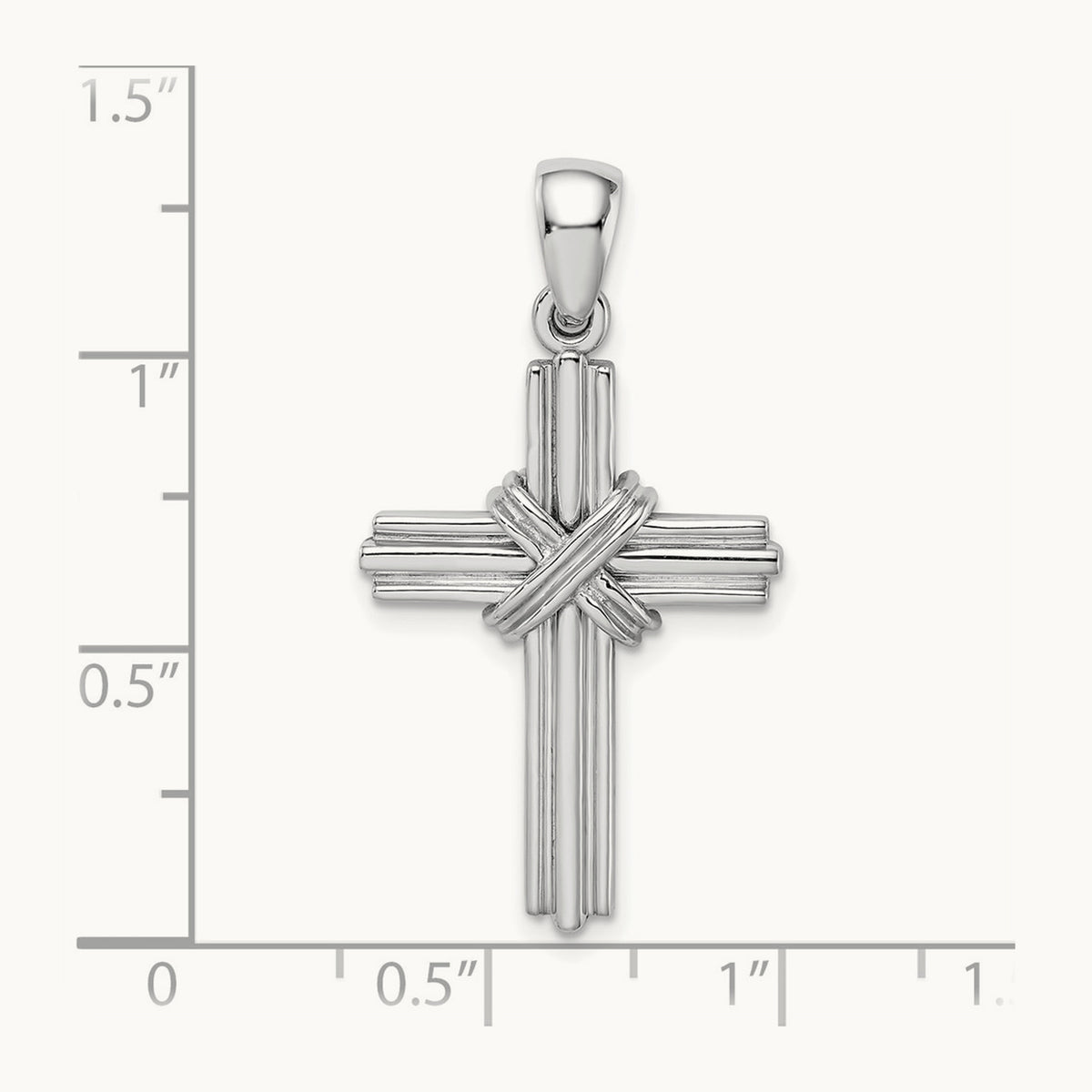 w/ Passion Cross Pendant — 14K White Gold, 35.15mm