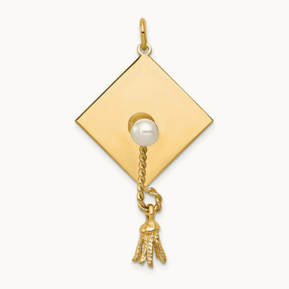 Graduation Cap with FW Cultured Pearl Charm, 14K