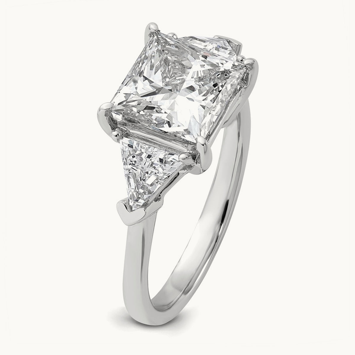 Princess/Trillion Engagement Ring, 1.50-4.00 ct tw Lab-Grown Diamond — 4 1/8 ct, 14K White Gold