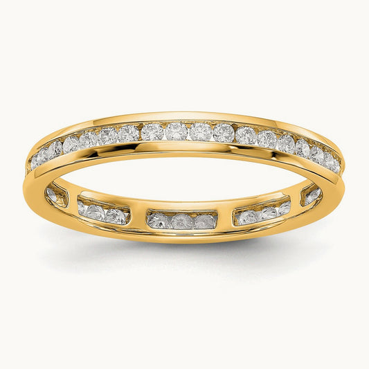 Polished Channel Set Diamond Eternity Band, 0.50 ct tw, 14K Gold — 14K Yellow Gold