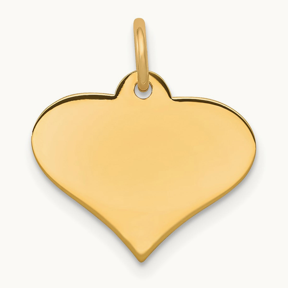 Plain .018 Gauge Engraveable Heart Disc Charm — 14K Yellow Gold, 22mm