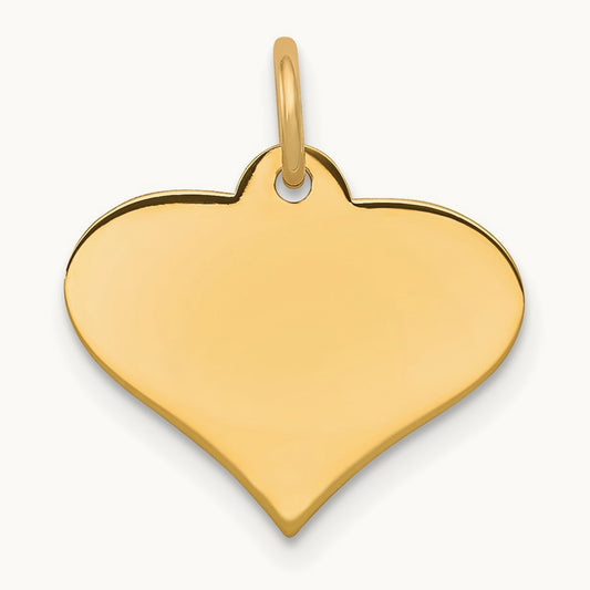 Plain .035 Gauge Engraveable Heart Disc Charm — 14K Yellow Gold