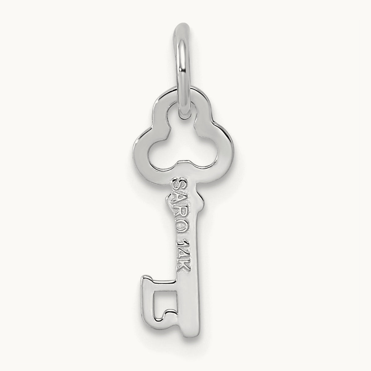 Key Initial Charm — 14K White Gold, J