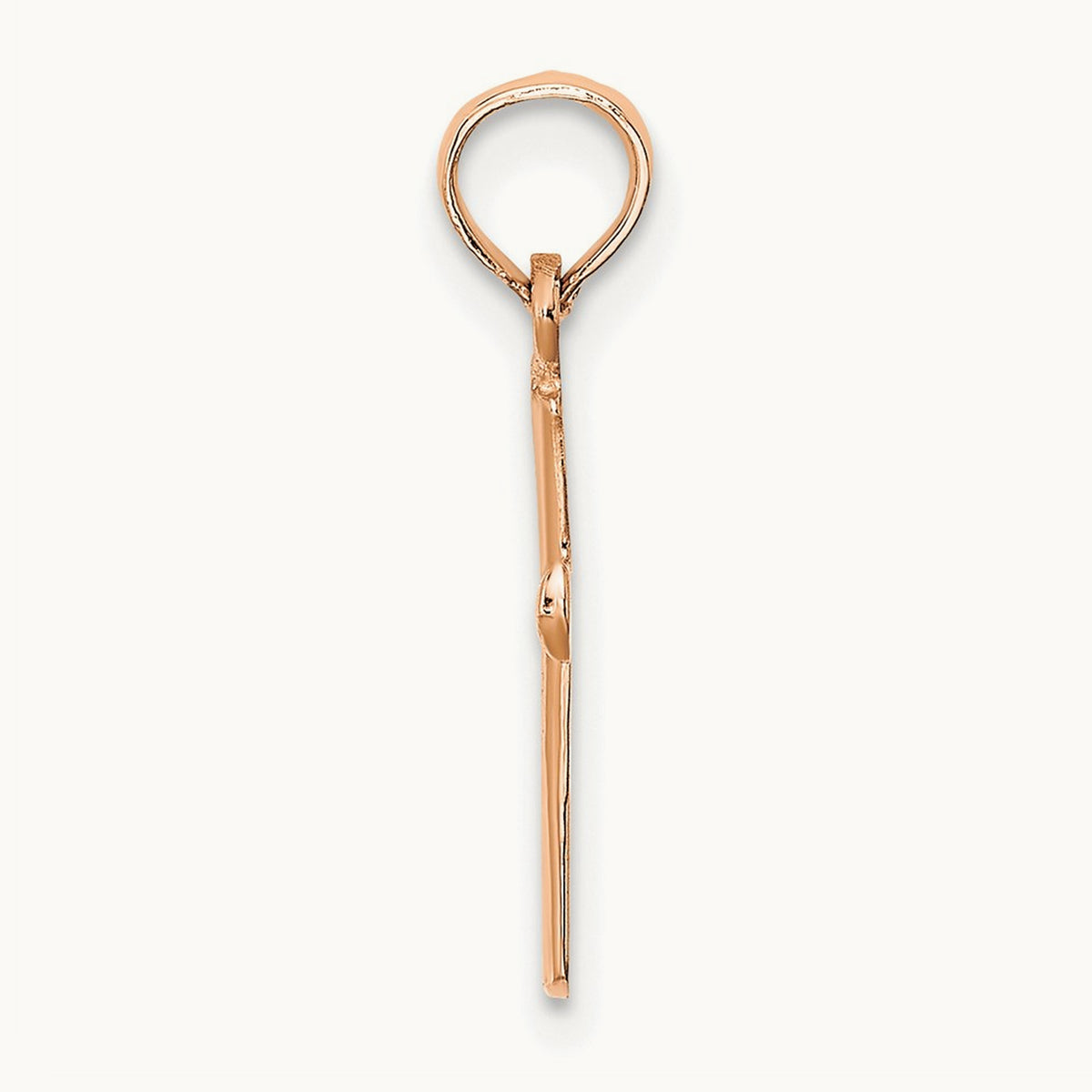 Polished Beveled Cross w/ Round Tips Charm — 14K Rose Gold, 17.8mm