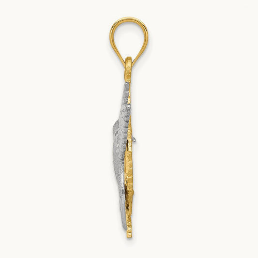 Hummingbird Charm, 14K Two-tone