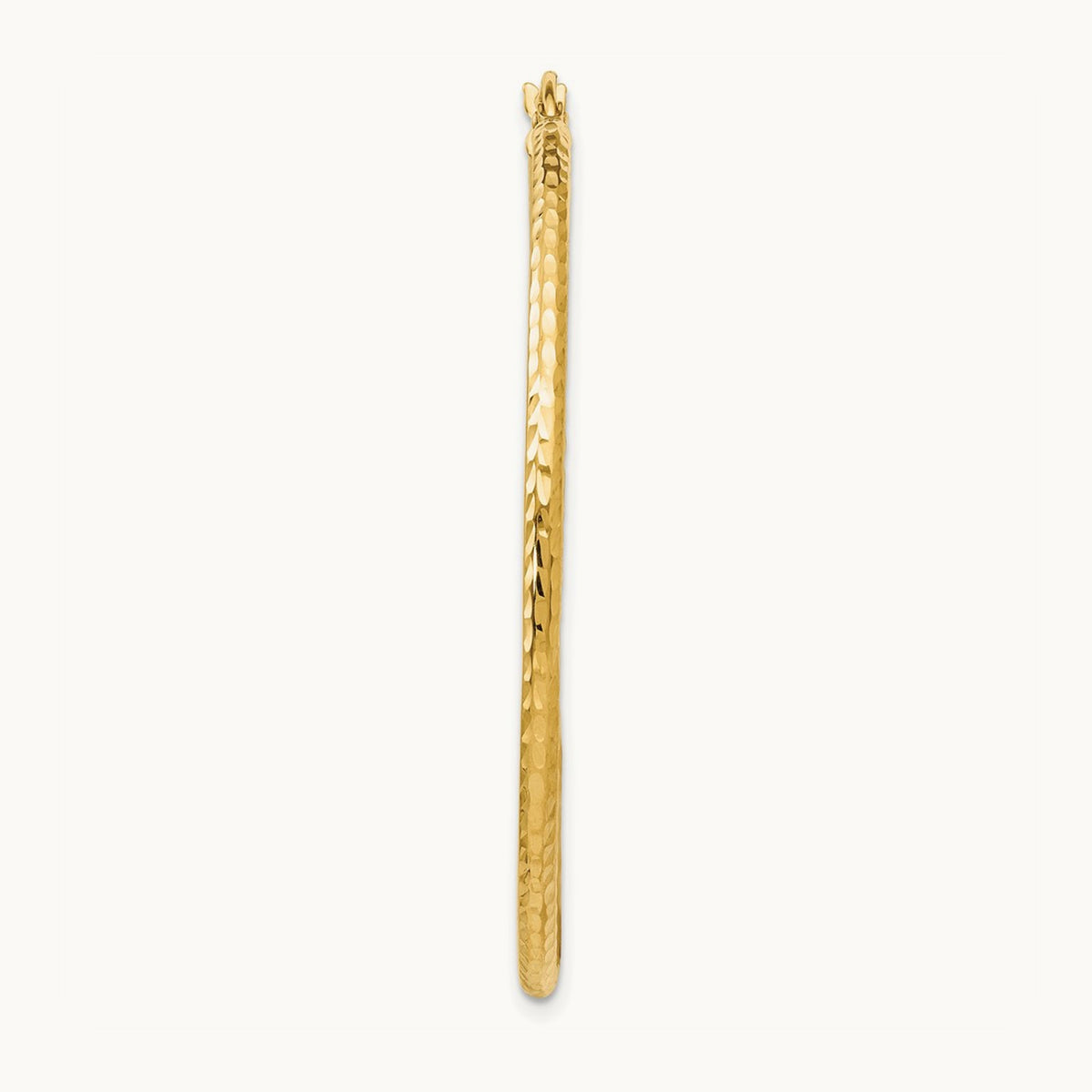 Single 14k Diamond-cut Round Tube Hoop Earring, 2mm