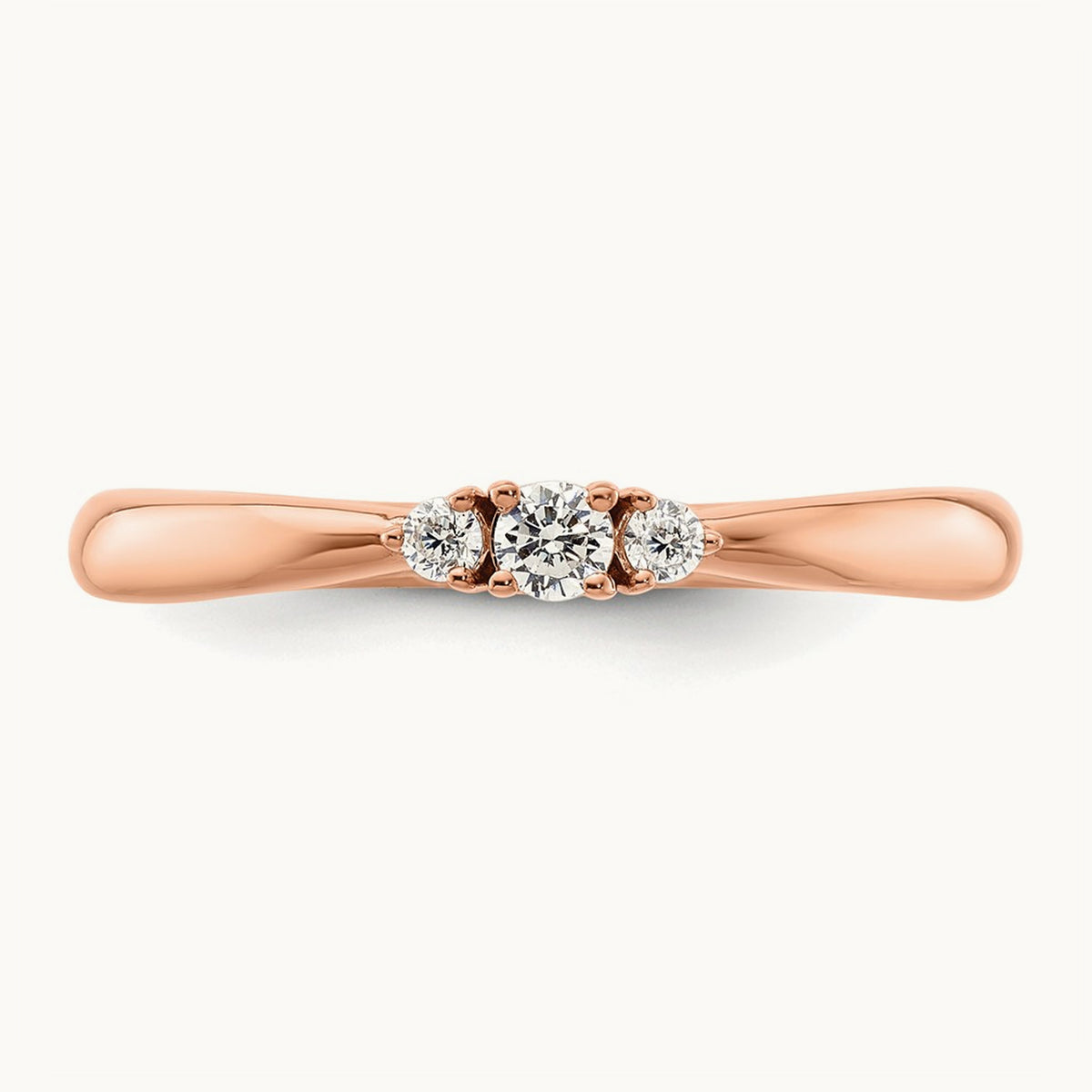 Diamond Complete 3 Stone Promise/Engagement Ring, 14K Rose Gold
