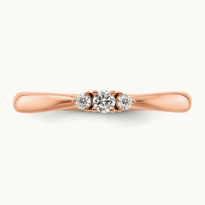 Diamond Complete 3 Stone Promise/Engagement Ring, 14K Rose Gold