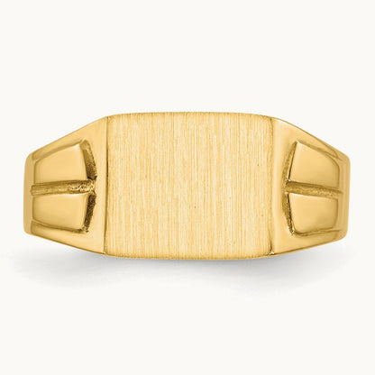 9.0x7. Closed Back Signet Ring, 5mm, 14K