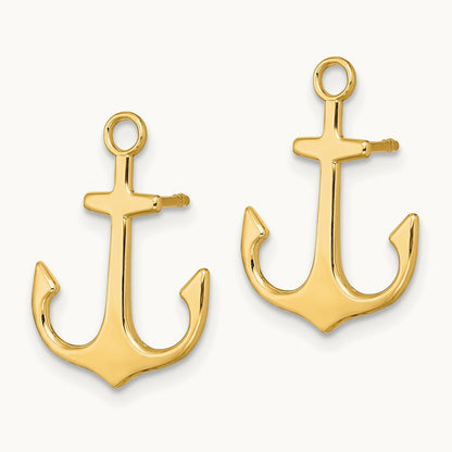 Polished 2-D Anchor Post Earrings, 14K