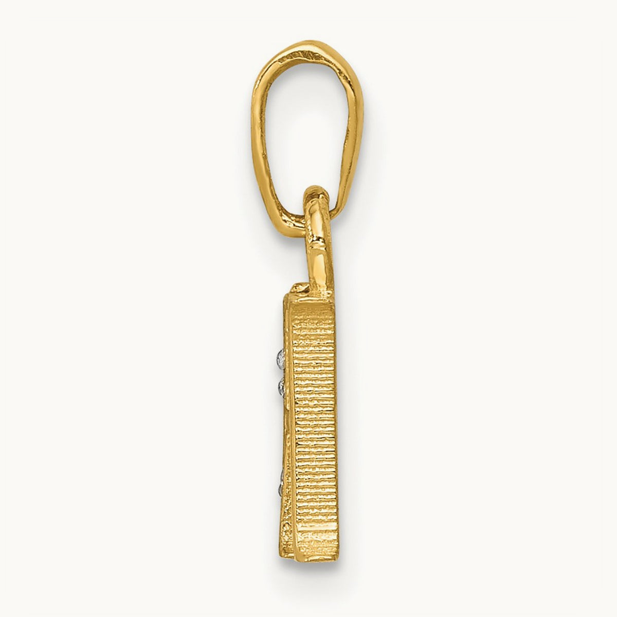 Diamond Letter H Initial Pendant, 14K Yellow Gold with Rhodium