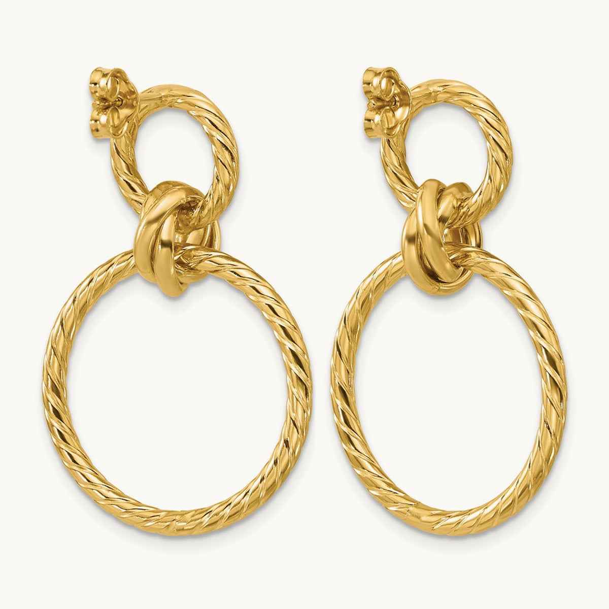 Polished and Twisted Circles Dangle Post Earrings, 14K — Leslie's