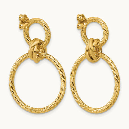Polished and Twisted Circles Dangle Post Earrings, 14K — Leslie's