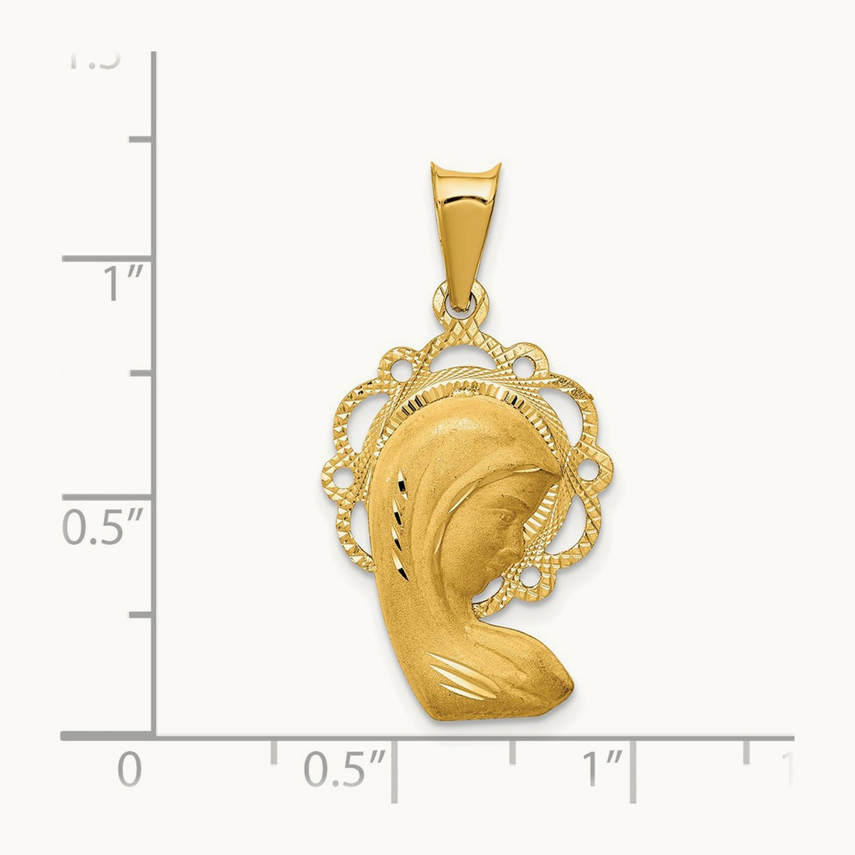 Satin And Polished Mary Pendant — 14K Yellow Gold