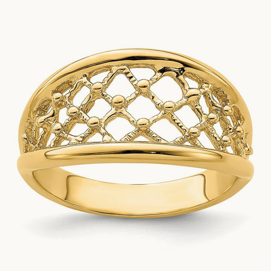 Mesh Ring Tapered Band Ring, 14K