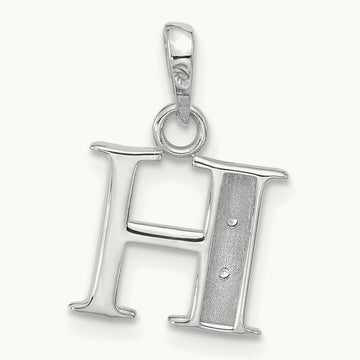 Diamond Letter H Initial Pendant, 14K White Gold