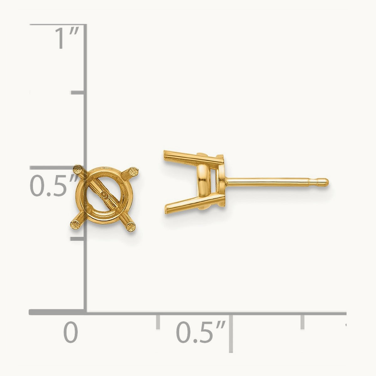 Round Earring Mountings, 6mm, 14K