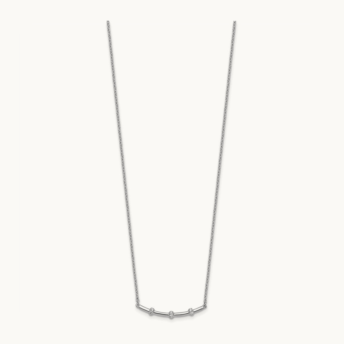Polished Diamond Bar Necklace, 14K White Gold