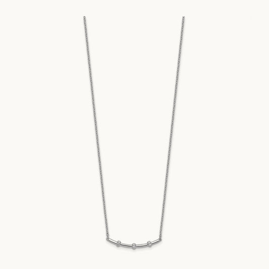 Polished Diamond Bar Necklace, 14K White Gold