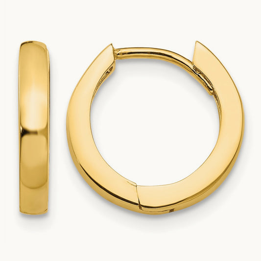 Round Hinged Hoop Earrings, 14K