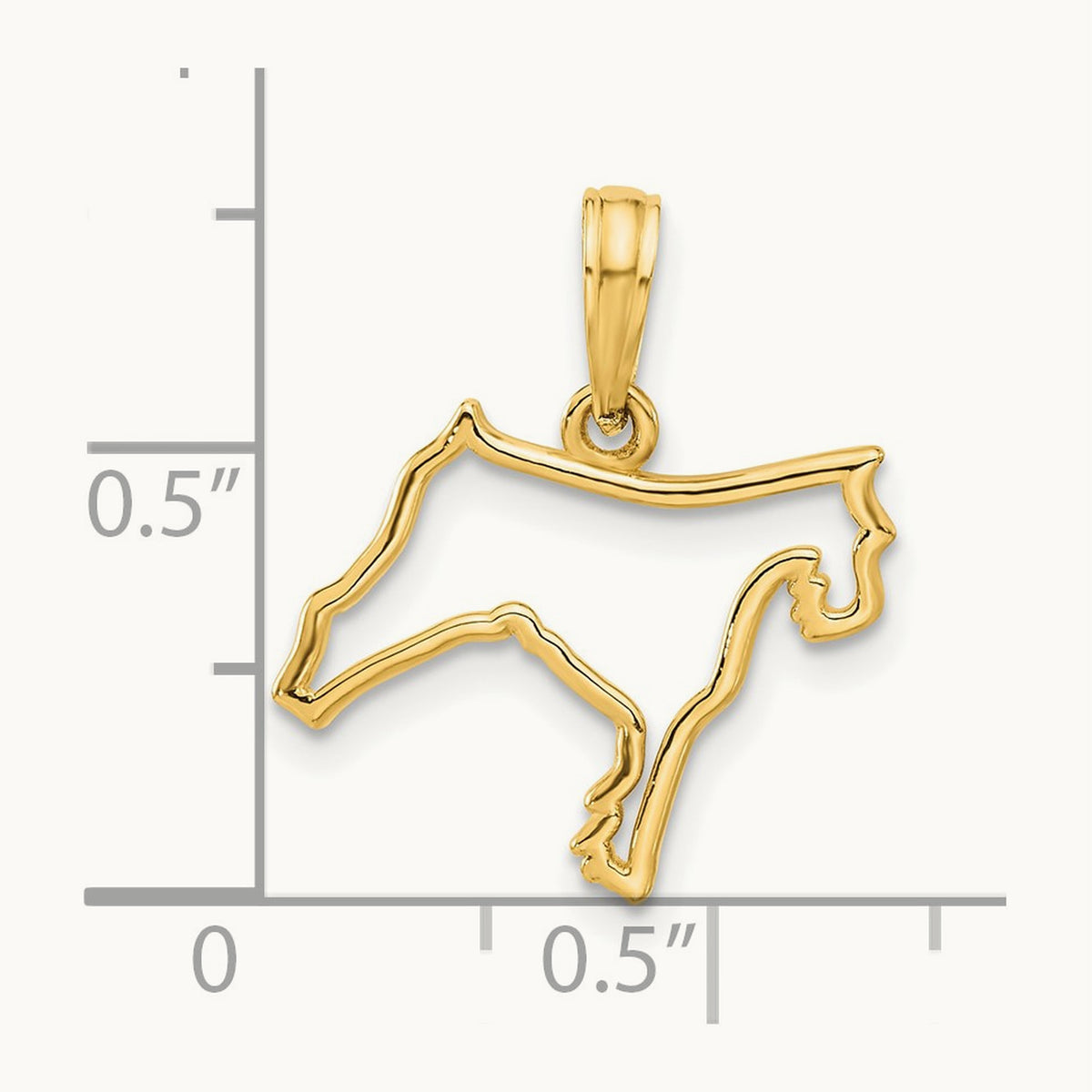 Polished Dog Outline Pendant, 14K
