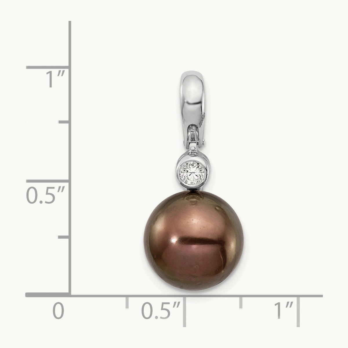 WG 10- Round Saltwater Cultured Tahitian Pearl .05ct Dia. Pendant, 14K