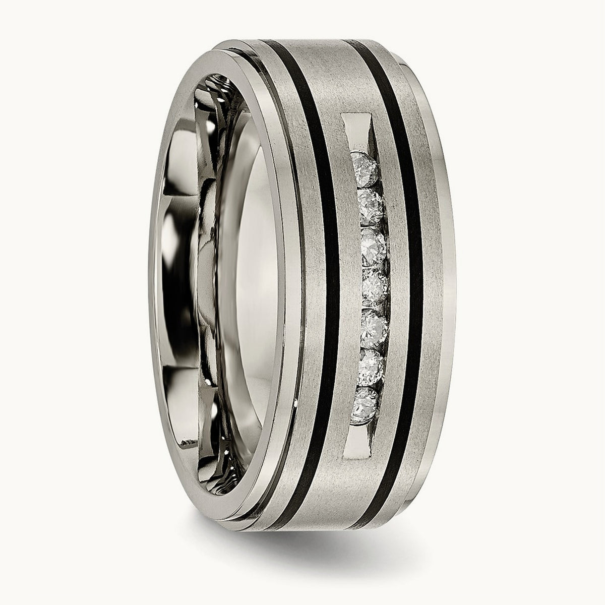 Polished/Brushed Enameled 1/4 CTW Diamond Band — photo set