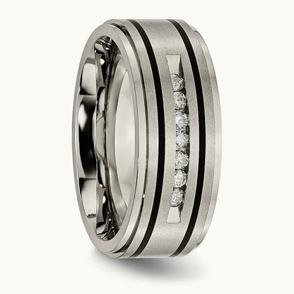 Polished/Brushed Enameled 1/4 CTW Diamond Band — photo set