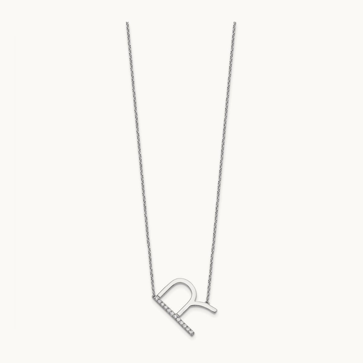 Sideways Diamond Necklace — 14K White Gold, R