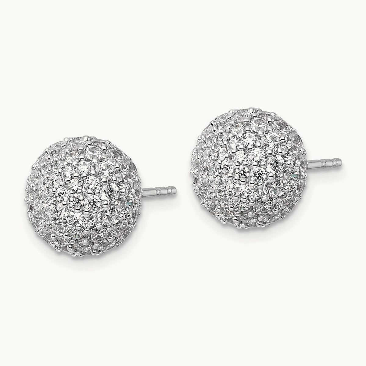 Pave Ball Stud Post Earrings, 2.75-4.25 ct tw Lab-Grown Diamond — 4 1/5 ct, 14K White Gold