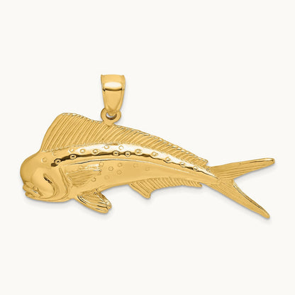 2-D Male Dorado (Mahi-Mahi) Charm, 14K