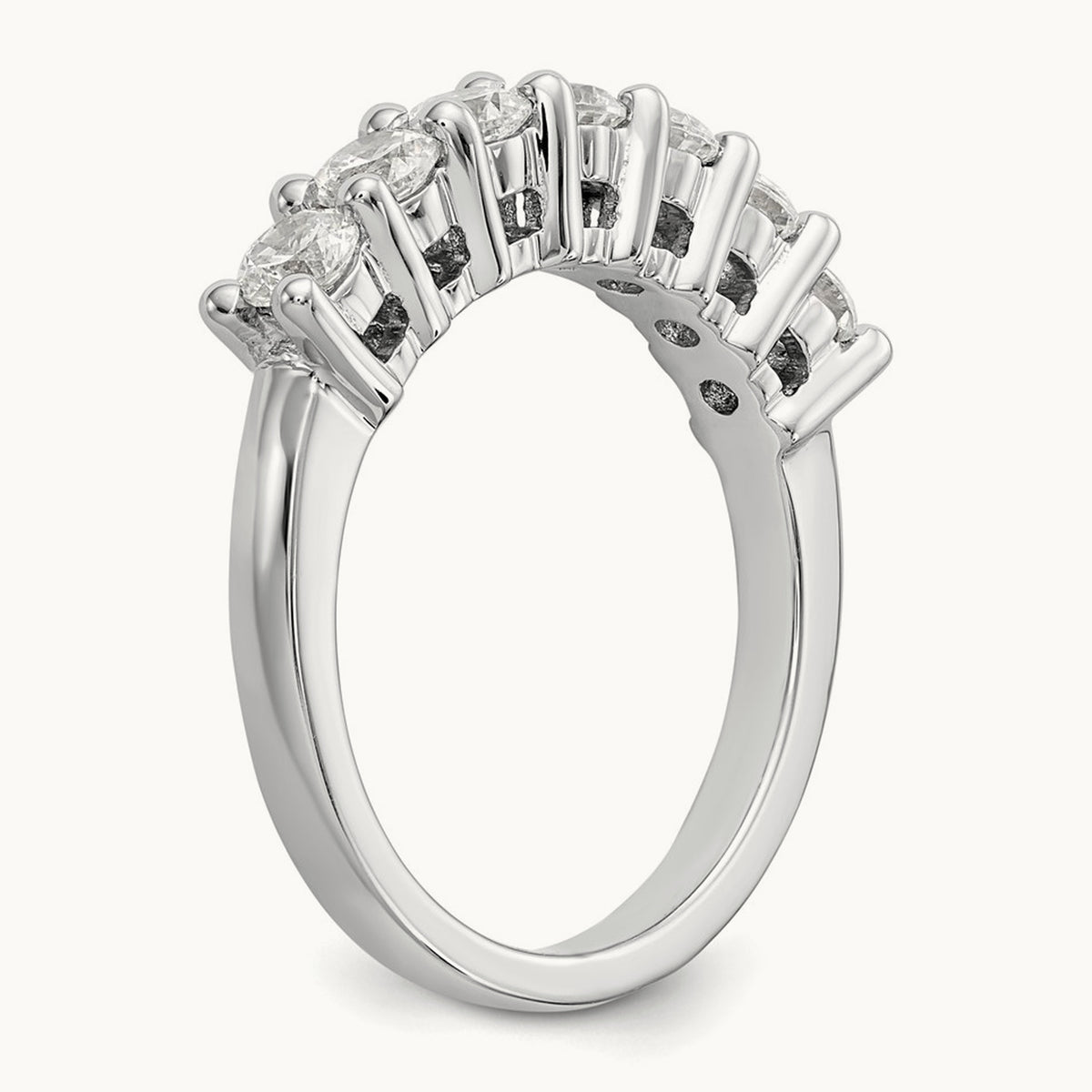 7-Stone Diamond Band, 14K White Gold