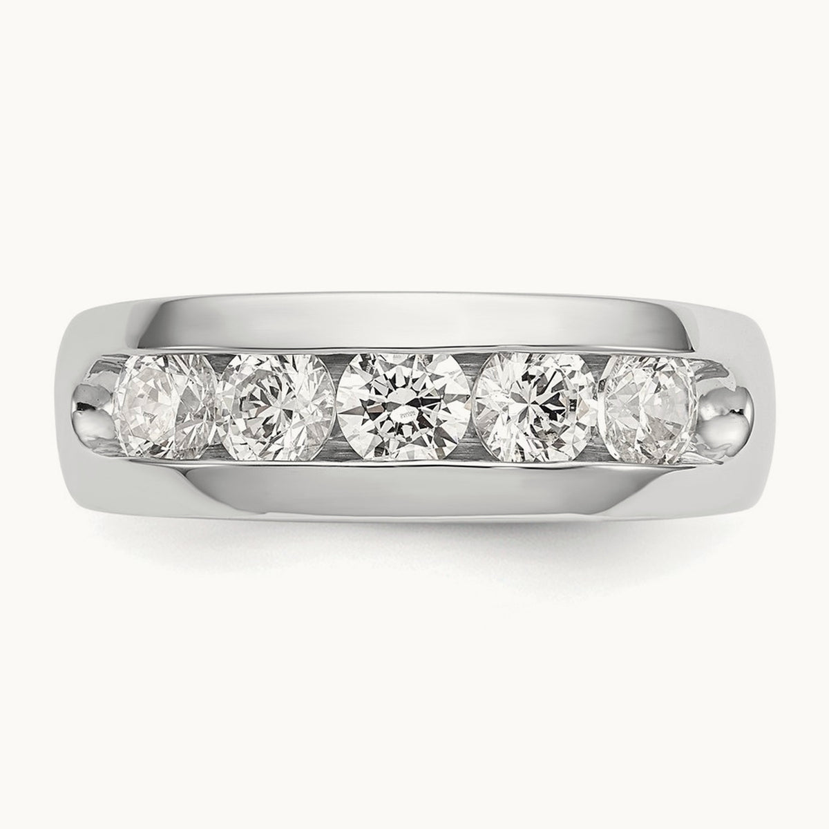 5-Stone Diamond Channel Band, 14K White Gold